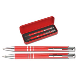 Набор Будапешт: ручка шариковая и карандаш в футляре, цвет красный