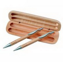 Набор: шариковая ручка и карандаш механический в деревянном футляре
