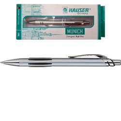Ручка шариковая Hauser Galaxy, с резиновыми вставками на корпусе для удобства, мягкое письмо, корпус - алюминий, отделка деталей - хром