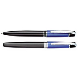 Набор Кюри:ручка шариковая и роллер, в пластиковом футляре, цвет синий