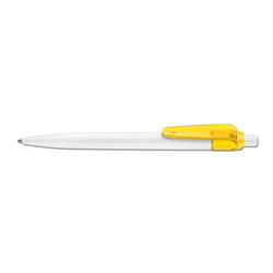 Ручка шариковая Sunny Basic с цветным прозрачным клипом, бело- желтый