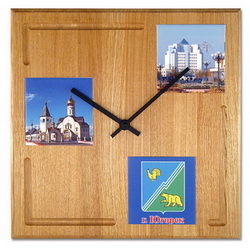 Часы настенные с керамическими вставками индивидуального дизайна, дерево (ясень), бежевый