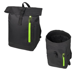 Рюкзак-мешок с большим отделением для ноутбука, планшета, документов, дополнительным карманом на молнии контрастного цвета и боковыми карманами, полиэстр