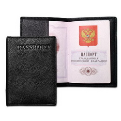 Обложка для паспорта, кожа, черный