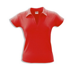 Рубашка-поло женская,S,100% хлопок, плотность 205 г/кв.м красный