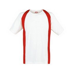 Футболка белая с цветными вставками,S, 130 г, Cool Fit, регулирует тело и влагообмен, рукав реглан,красный