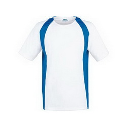 Футболка белая с цветными вставками,XXL, 130 г, Cool Fit, регулирует тело и влагообмен,рукав реглан,голубой