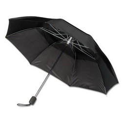 Зонт складной механический с двойным куполом,полиэстер, цвет черный