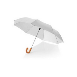 Зонт складной полуавтомат,с деревянной ручкой, полиэстр, цвет   серебристый