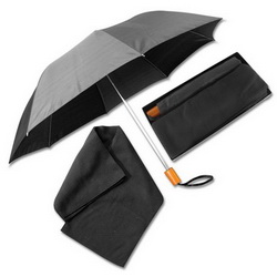 Зонт складной механический и ш арф из флиса 170х30 см в подарочной коробке, черный
