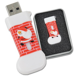Флэш-карта USB Дед Мороз, 2Gb, в подарочной коробке, цвет бело- красный