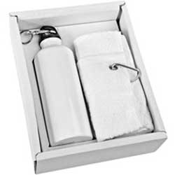 Набор Фитнес: фляжка 500 мл и полотенце с карабинами для крепления, цвет белый
