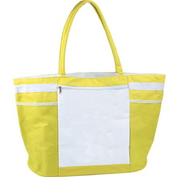 Сумка пляжная с внешним карманом на молнии, полиэстр, цвет желтый