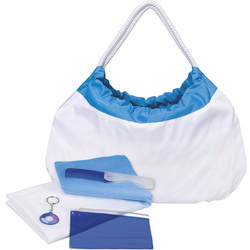 Набор пляжный: сумка, чехол водонепроницаемый, парео, расческа, брелок с УФ-индикатором, нейлон, полтэстр, полиуретан, пластик, цвет синий