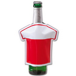 Кулер для бутылки в виде футболки (наполнение-гель), красный